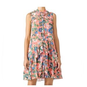 SALONI coral floral Tilly dress size 10 100% silk fully lined